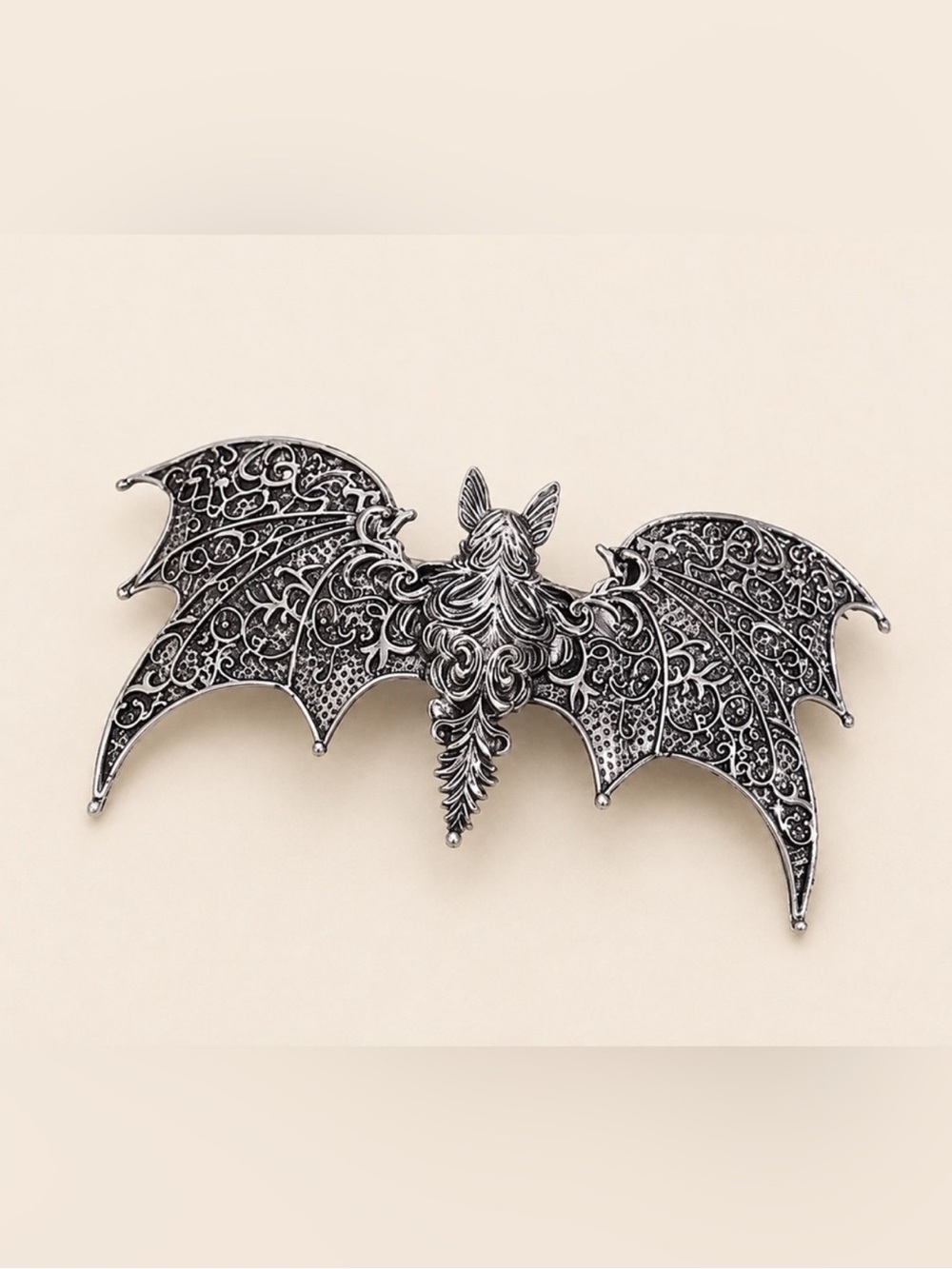 Gothic Silver Bat Hair Clip